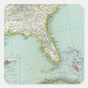 Pegatina Cuadrada Estados Unidos y Bahamas