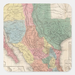 Pegatina Cuadrada Estados Unidos y México