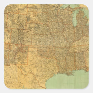 Pegatina Cuadrada Estados Unidos y territorios