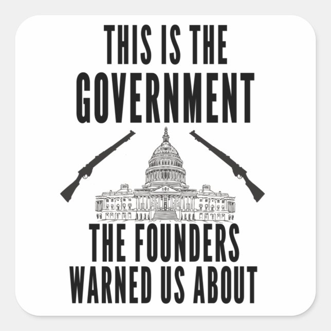 Pegatina Cuadrada Estadounidenses patrióticos contra el gobierno (Anverso)