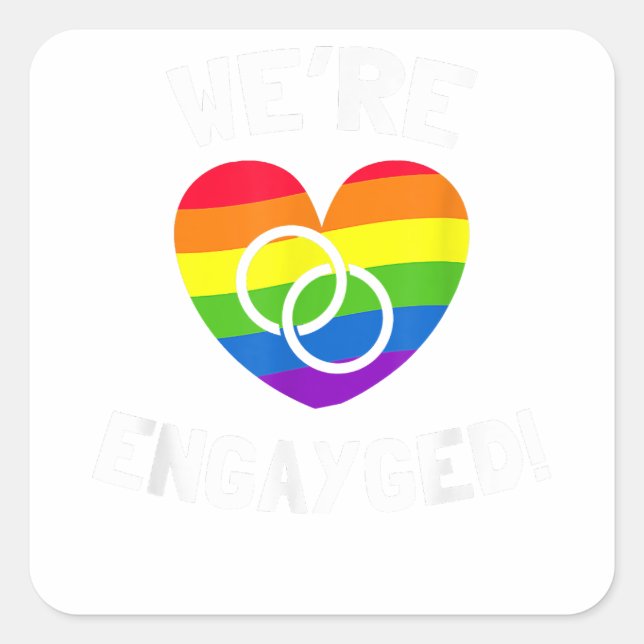 Pegatina Cuadrada Estamos comprometidos con el compromiso gay (Anverso)