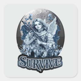 Pegatina Cuadrada Estampa Anjo – Cyberpunk Guardian Angel - Adesivo