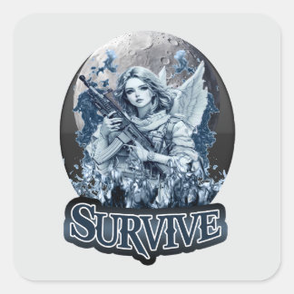 Pegatina Cuadrada Estampa Anjo – Cyberpunk Guardian Angel - Adesivo