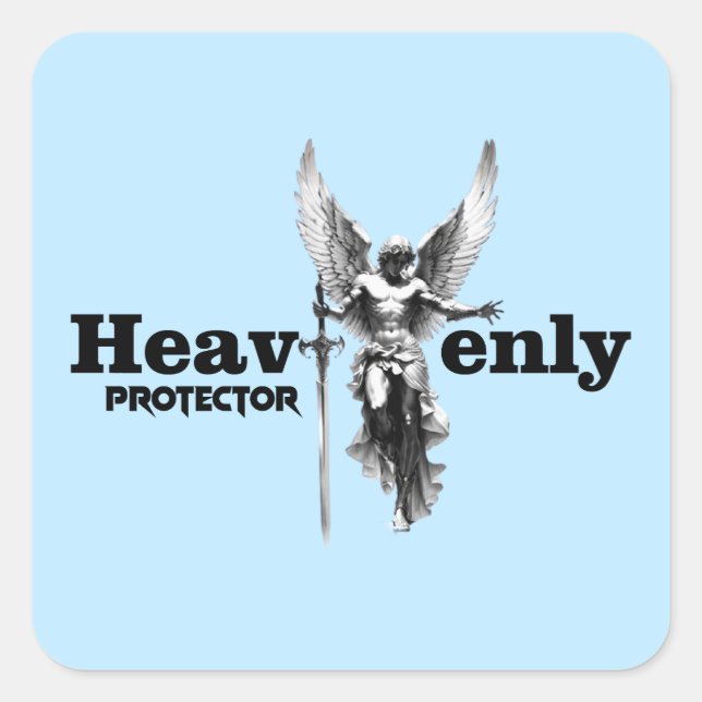 Pegatina Cuadrada Estampa Anjo - Heavenly Protector - Adesivo (Anverso)