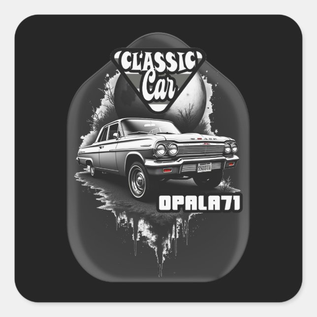 Pegatina Cuadrada Estampa Carro - Classic Car Opala 71 - Adesivo (Anverso)