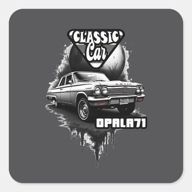 Pegatina Cuadrada Estampa Carro - Classic Car Opala 71 - Adesivo (Anverso)