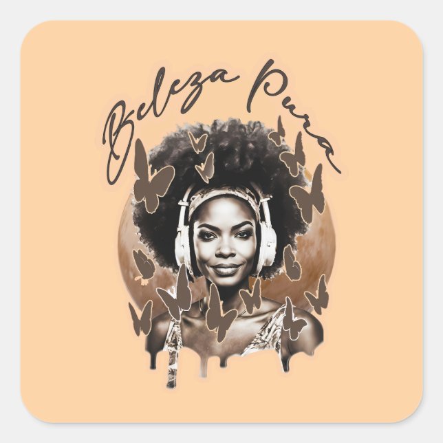 Pegatina Cuadrada Estampa Moda - Pure Beauty – Adesivo (Anverso)