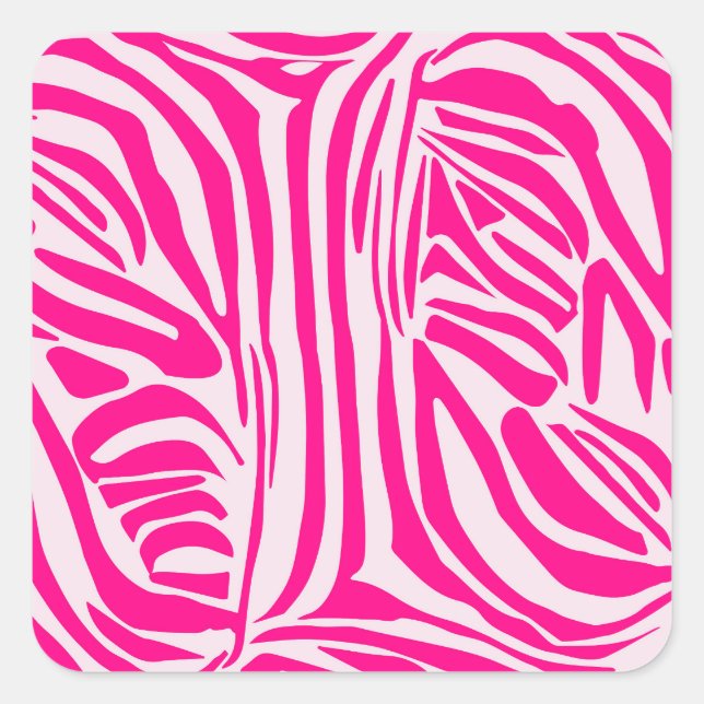 Pegatina Cuadrada Estampado de cebra rosa (Anverso)