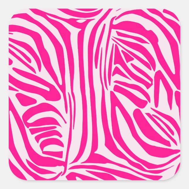 Pegatina Cuadrada Estampado de cebra rosa (Anverso)