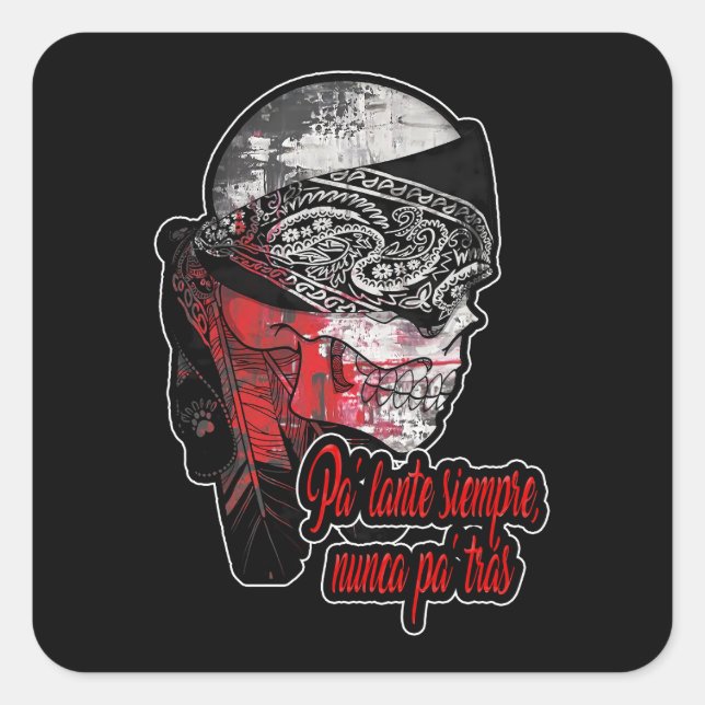 Pegatina Cuadrada Estampas Hip Hop - Nunca Pa’trás - Adesivo (Anverso)