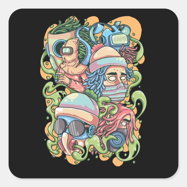 Pegatina Cuadrada Estar a salvo (Anverso)