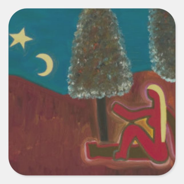 Pegatina Cuadrada Estar en Escocia con mis pensamientos 2009 (Anverso)