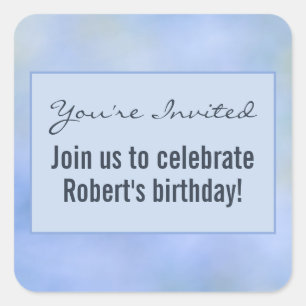 Pegatina Cuadrada Estás Invitado Casual Abstracto Azul Amarillo Sell