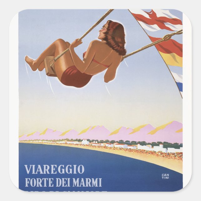 Pegatina Cuadrada Estate Italiana (Anverso)