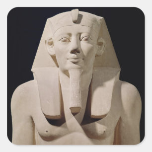Pegatina Cuadrada Estatua asentada Sesostris I, originalmente