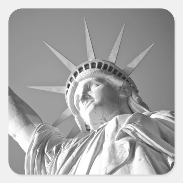Pegatina Cuadrada Estatua blanca negra de la libertad (Anverso)