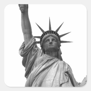 Pegatina Cuadrada Estatua blanca y negra de la libertad