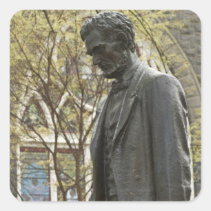 Pegatina Cuadrada Estatua de Abraham Lincoln, Portland, Oregon