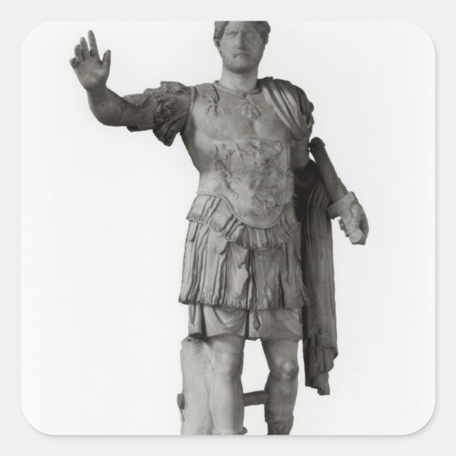 Pegatina Cuadrada Estatua de Adrián (mármol) (Anverso)