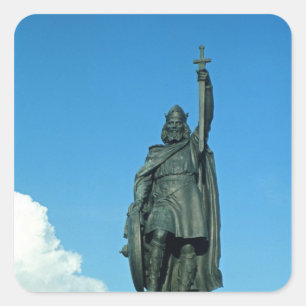 Pegatina Cuadrada Estatua de Alfred el grande
