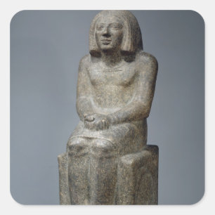 Pegatina Cuadrada Estatua de Ankh, Sacerdote de Horus, Pe Dinástico 
