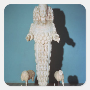 Pegatina Cuadrada Estatua de Artemis con los perros de caza, c.AD