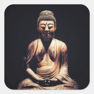 Pegatina Cuadrada Estatua de Buda