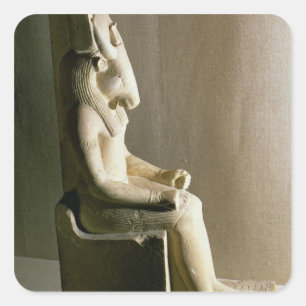 Pegatina Cuadrada Estatua de dios Montu con la cabeza de un toro, f