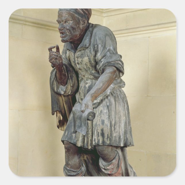 Pegatina Cuadrada Estatua de Esopo (Anverso)