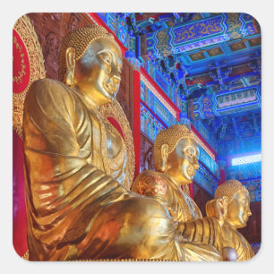 Pegatina Cuadrada estatua de imagen de Buda chino tailandés