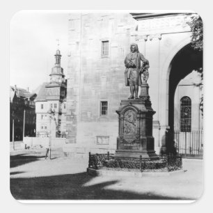 Pegatina Cuadrada Estatua de Johann Sebastian Bach
