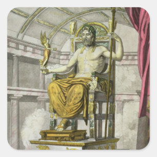 Pegatina Cuadrada Estatua de Júpiter en un templo, del 'dei R de