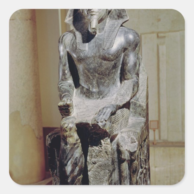 Pegatina Cuadrada Estatua de Khafre (Anverso)
