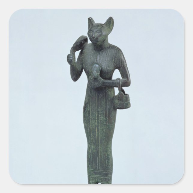 Pegatina Cuadrada Estatua de la diosa Bastet (Anverso)