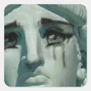 Pegatina Cuadrada Estatua de la libertad gritadora