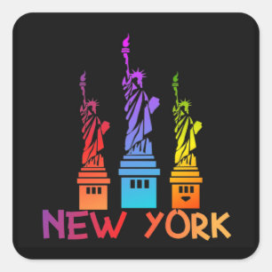 PEGATINA CUADRADA ESTATUA DE LA LIBERTAD NUEVA YORK