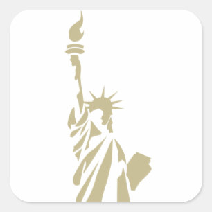 Pegatina Cuadrada Estatua de la Libertad - Nuevo poema patriótico co