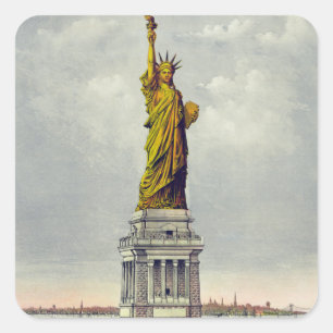 Pegatina Cuadrada Estatua de la Libertad Viaje en Nueva York