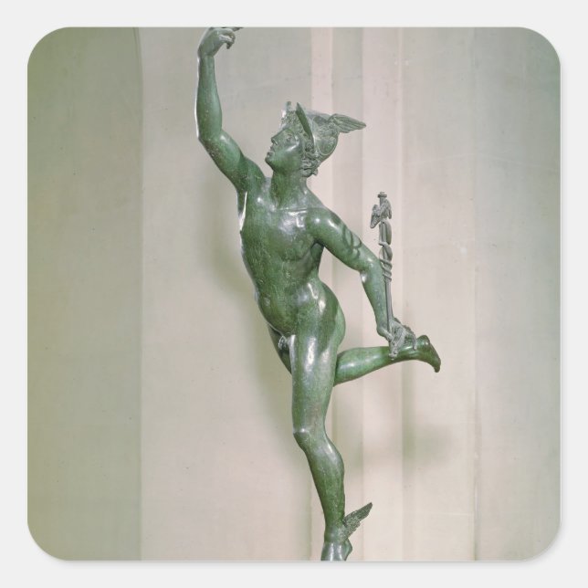Pegatina Cuadrada Estatua de Mercurio (Anverso)