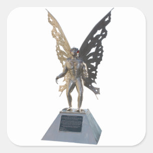 Pegatina Cuadrada Estatua de Mothman desde Point Pleasant West Virgi