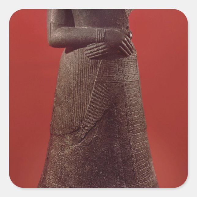 Pegatina Cuadrada Estatua de Napirasu, esposa del rey de Elamite (Anverso)