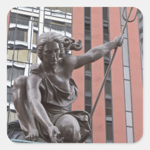 Pegatina Cuadrada estatua de Portlandia, Portland, Oregon