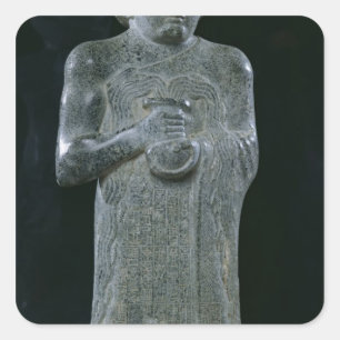 Pegatina Cuadrada Estatua de príncipe Gudea, c.2150 A.C.