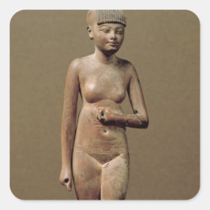 Pegatina Cuadrada Estatua de un chica de criado joven (madera)