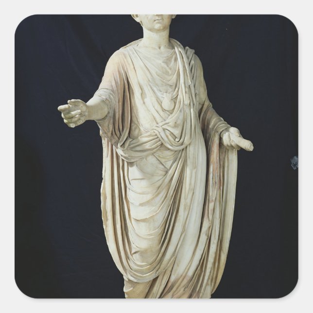 Pegatina Cuadrada Estatua de un niño (Anverso)