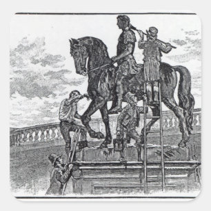 Pegatina Cuadrada Estatua de William III pintada de negro, Dublín