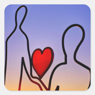 Pegatina Cuadrada Estatua del amor