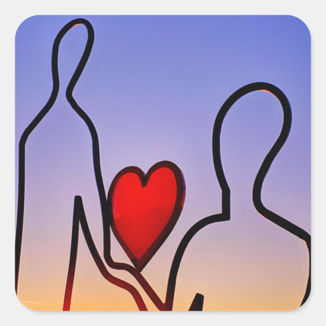 Pegatina Cuadrada Estatua del amor (Anverso)