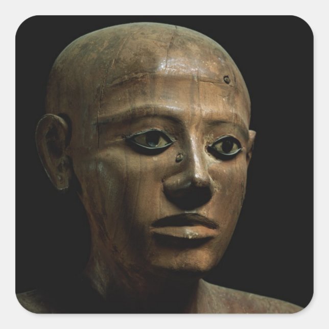 Pegatina Cuadrada Estatua del Canciller Nakhti, de Asyut, a comienzo (Anverso)