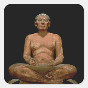 Pegatina Cuadrada Estatua del escribano que se agacha